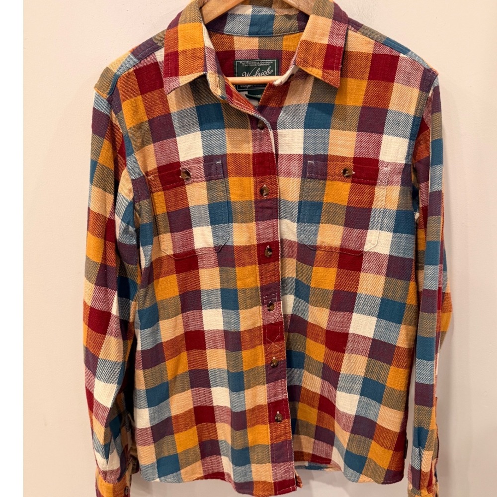 Woolrich Womens L Multi Color Buffalo Plaid Flannel Shirt 100% Cotton 23860